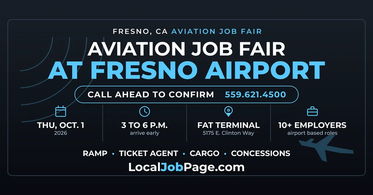 Fresno Airport Aviation Job Fair Oct. 1: 10+ Employers Hiring